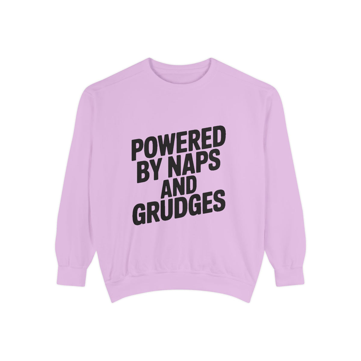 Powered By Naps And Grudges Sweatshirt, Funny Sarcastic Crewneck, Embroidered-Look Graphic Sweatshirt, Sarcasm Lover Gift