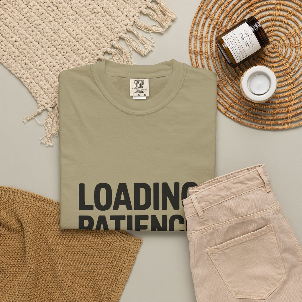 Loading Patience Please Wait T-Shirt, Funny Sarcastic Quote Tee, Minimalist Typography Shirt, Gift for Introvert