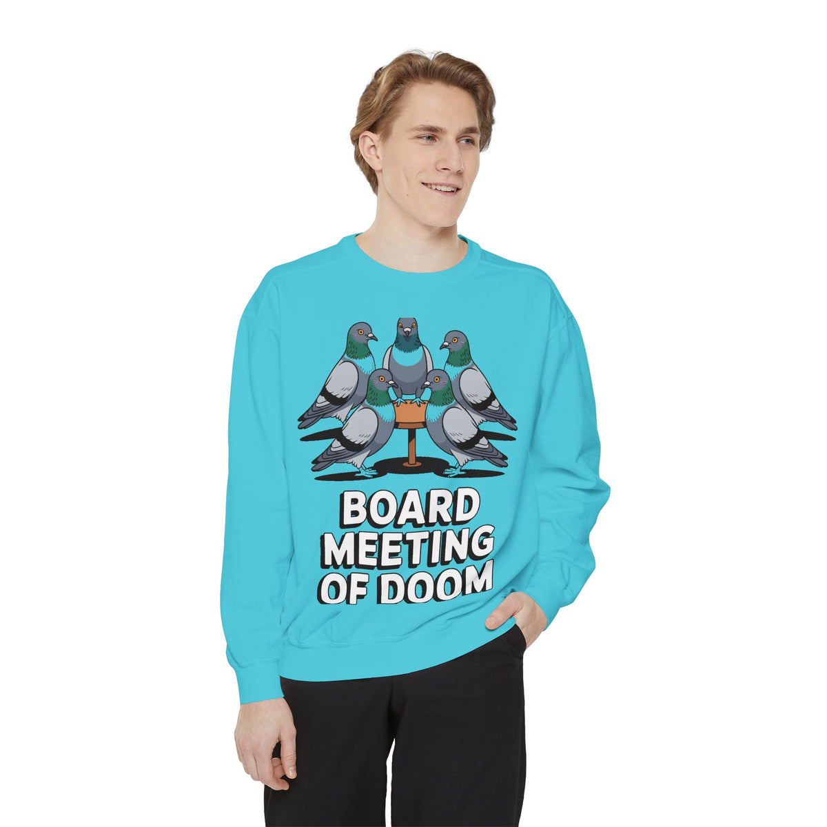 Funny Pigeon Sweatshirt, Board Meeting Of Doom Crewneck, Office Humor Bird Gift, Funny Coworker Sweater