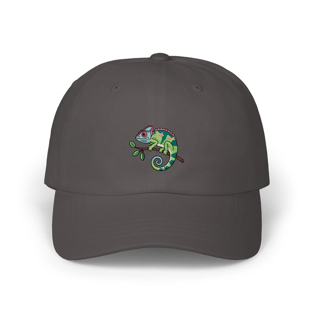 Chameleon Dad Hat, Cute Chameleon On Branch Embroidered Cap, Reptile Lover Gift, Cartoon Animal Dad Cap, Unstructured 6-Panel Hat