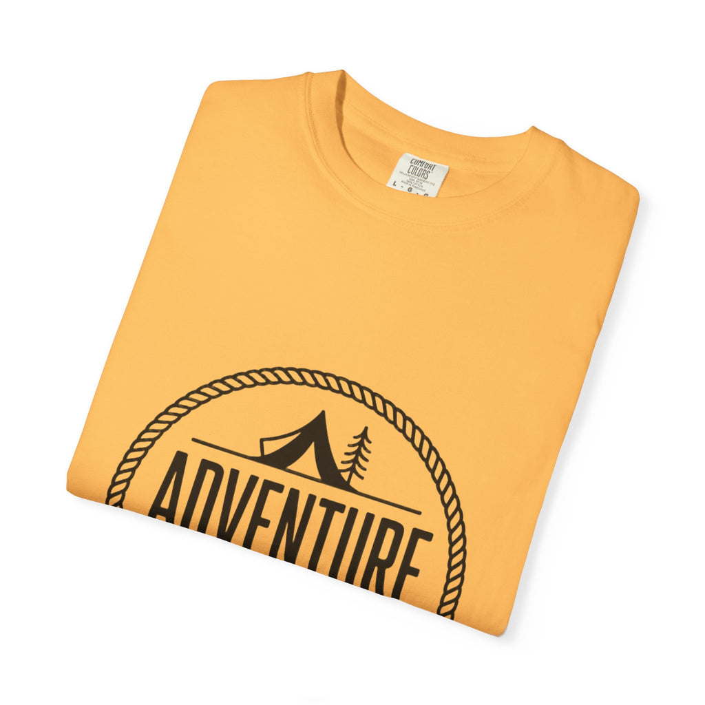 Adventure Awaits Camp Badge Shirt, Vintage Camping T-Shirt, Outdoor Lover Gift, Retro Hiking Tee, Pine Tree Nature Shirt