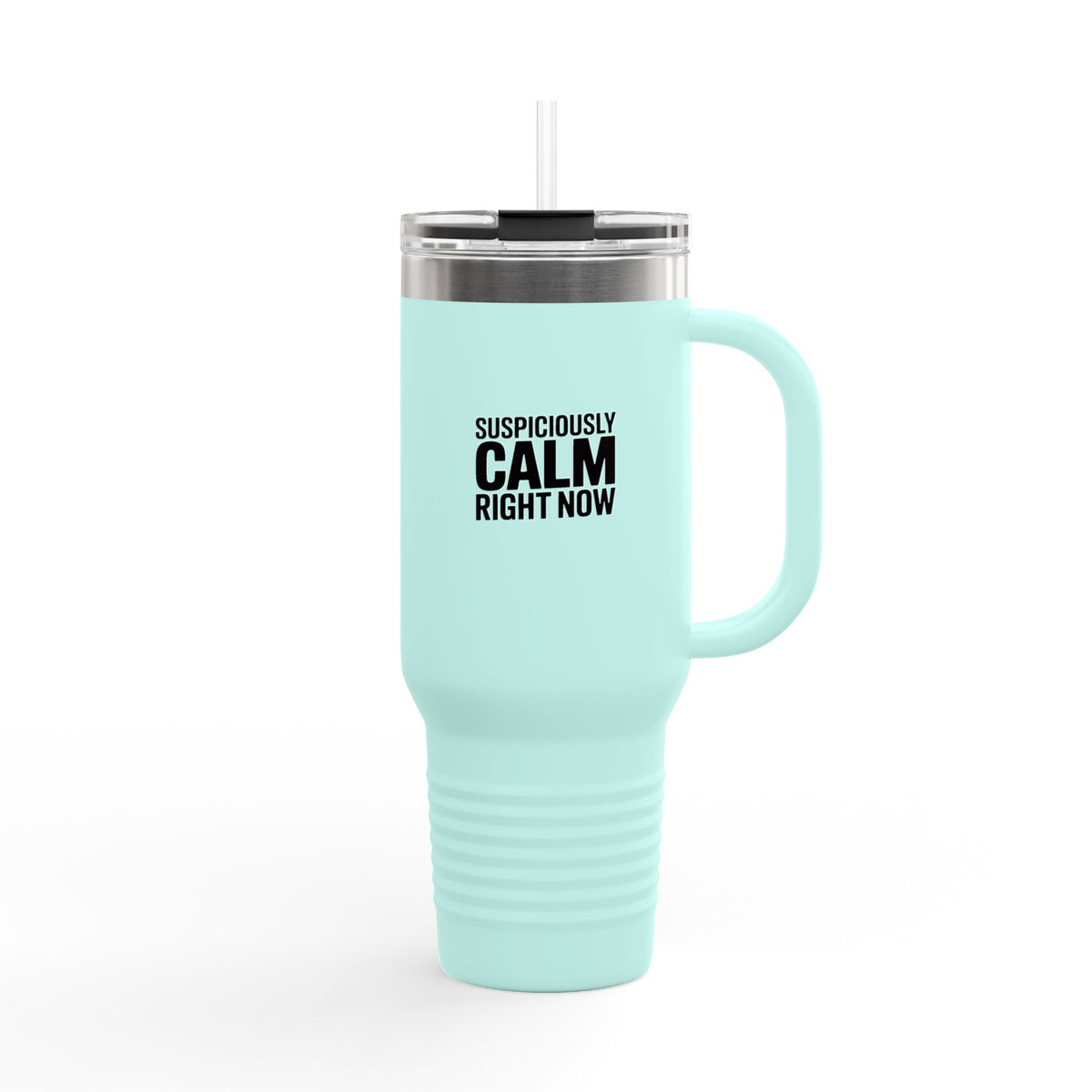 Suspiciously Calm Right Now Tumbler, Funny Sarcastic 40oz Travel Mug, Bold Typography Gift, Sarcastic Coworker Gift Cup