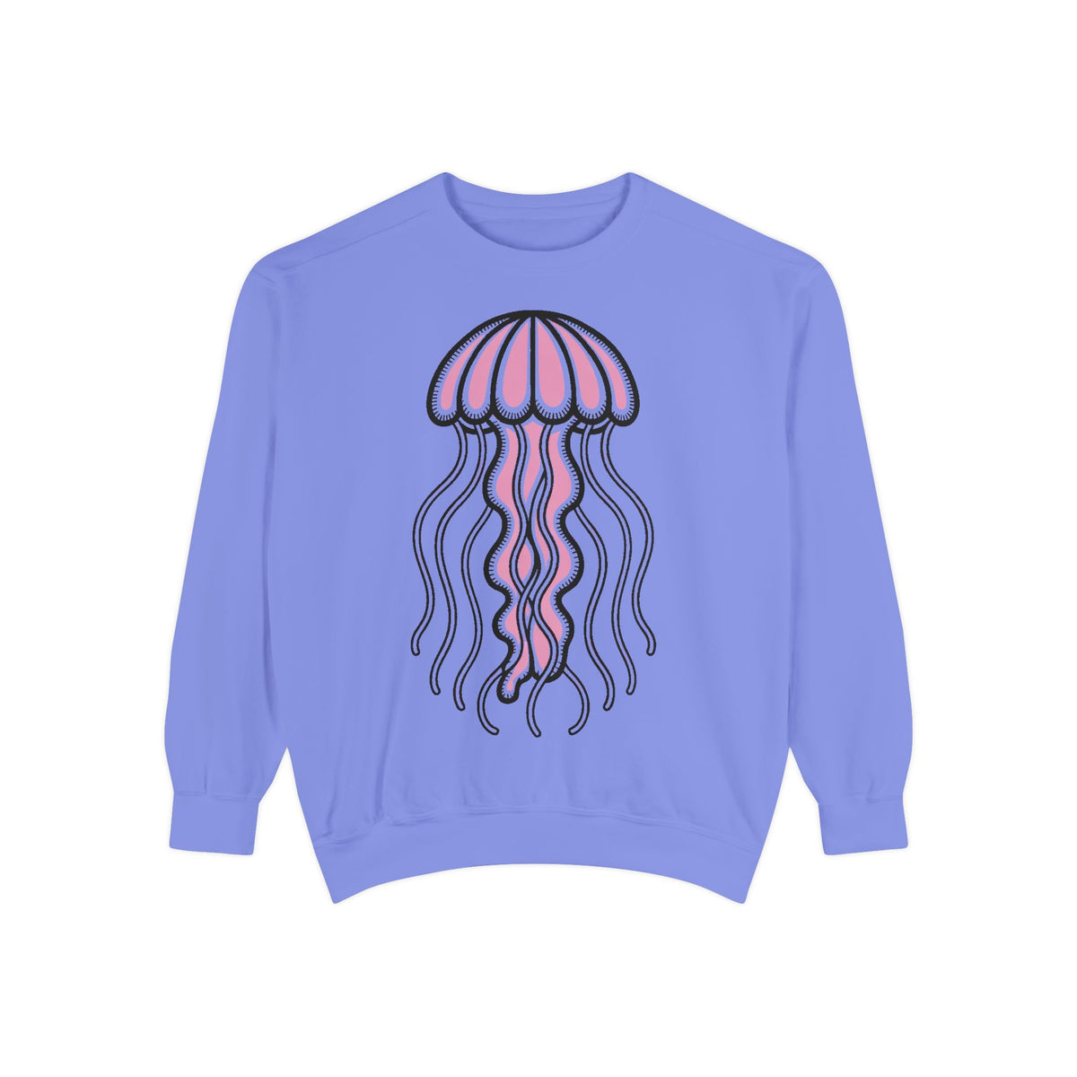 Cute Jellyfish Sweatshirt, Glowing Jellyfish Embroidered Crewneck, Ocean Lover Gift, Cottagecore Sea Animal Sweatshirt