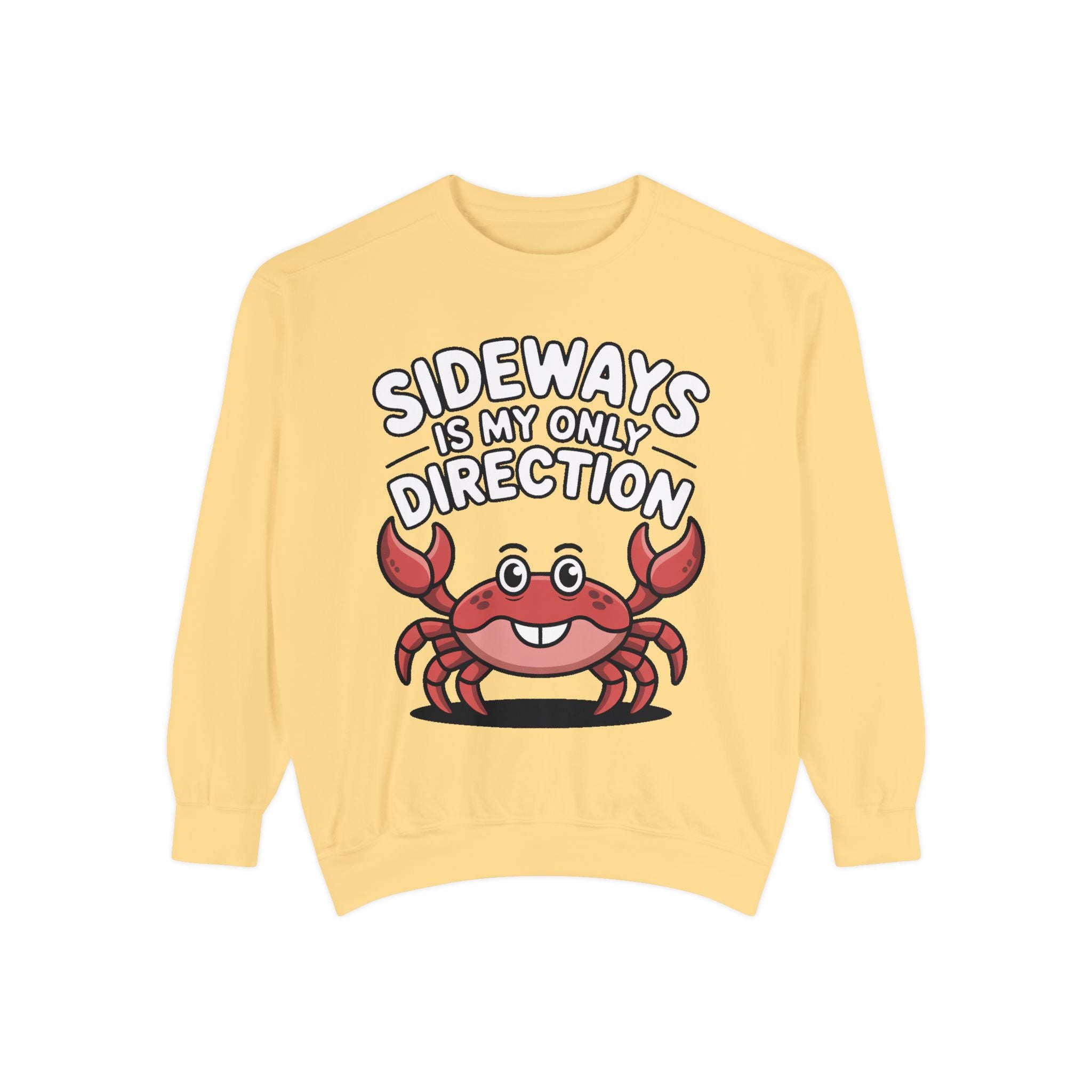 Funny Crab Sweatshirt, Sideways Is My Only Direction Crewneck, Cute Crab Lover Gift, Embroidered Patch Style Beach Sweatshirt