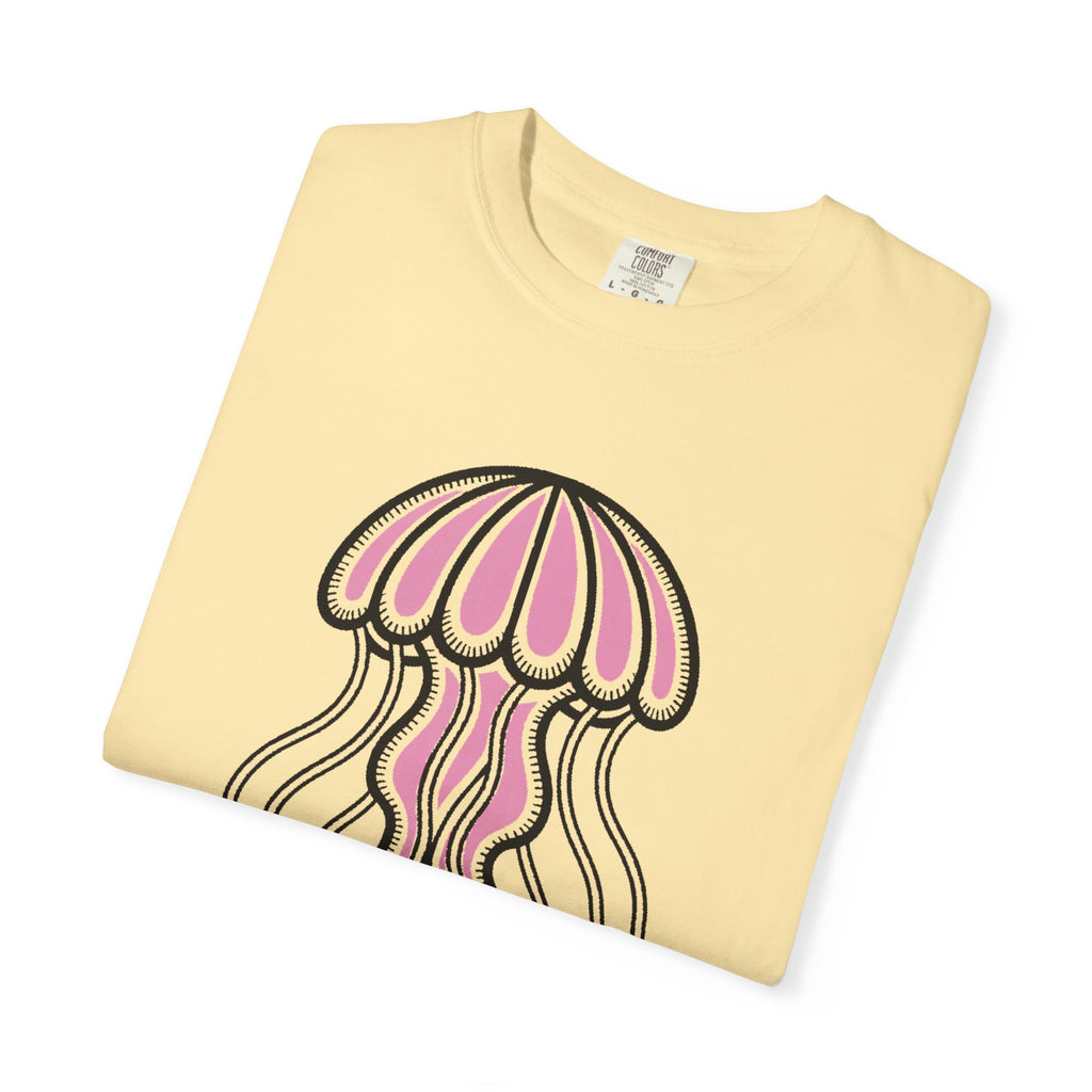 Cute Jellyfish T-Shirt, Glowing Jellyfish Graphic Tee, Ocean Lover Gift, Garment-Dyed Unisex Shirt for Beach and Aquarium Fans