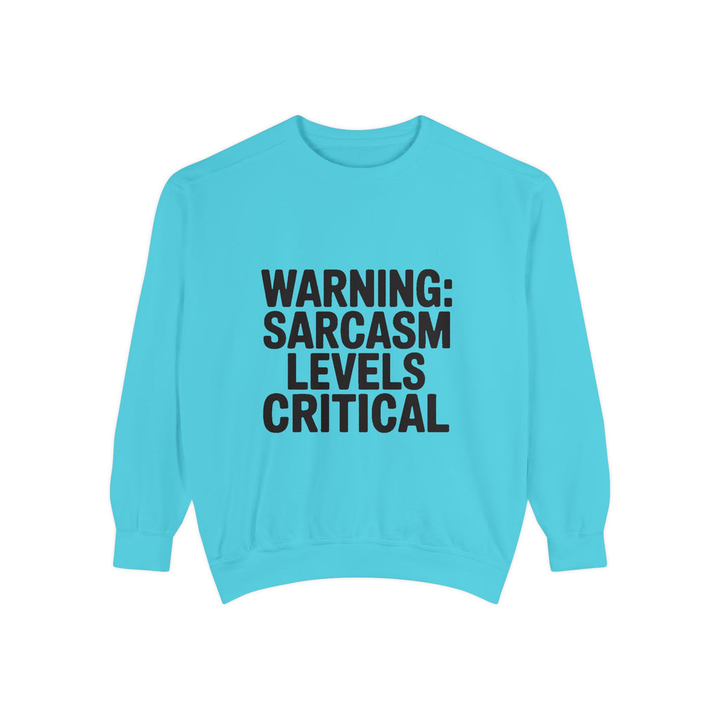 Warning Sarcasm Levels Critical Sweatshirt, Funny Embroidered Crewneck, Sarcastic Quote Pullover, Gift for Sarcastic Friend