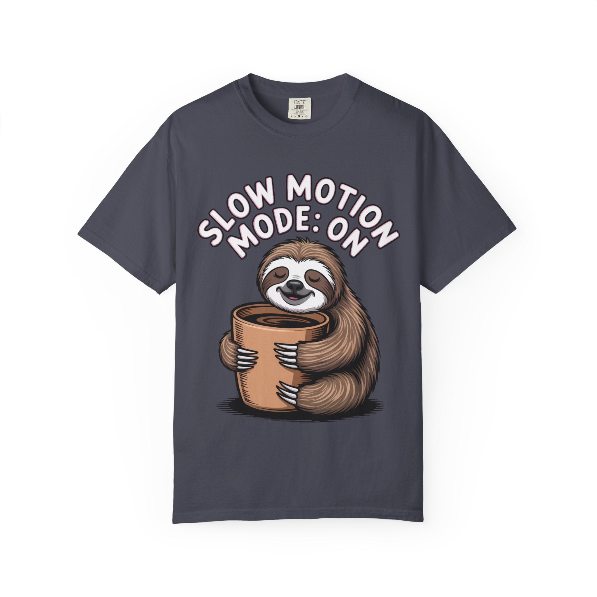 Slow Motion Sloth Shirt, Funny Coffee Lover T-Shirt, Cute Sloth Hugging Coffee Cup Tee, Sleepy Sloth Gift for Coffee Addict