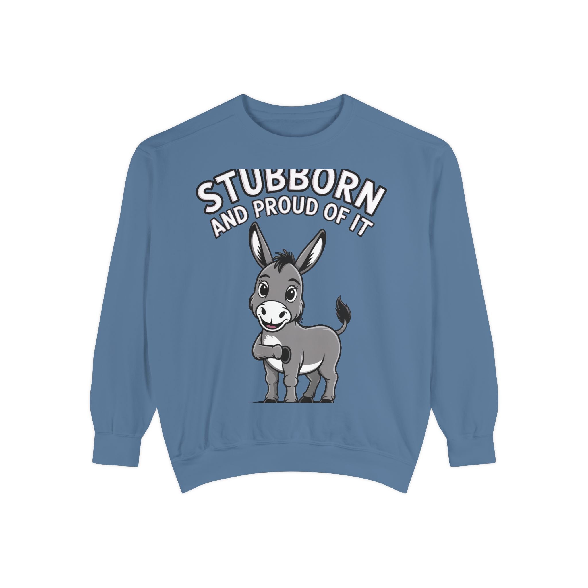 Stubborn Donkey Sweatshirt, Funny Donkey Crewneck, Stubborn And Proud Of It Shirt, Cute Farm Animal Gift, Embroidered Style Sweater