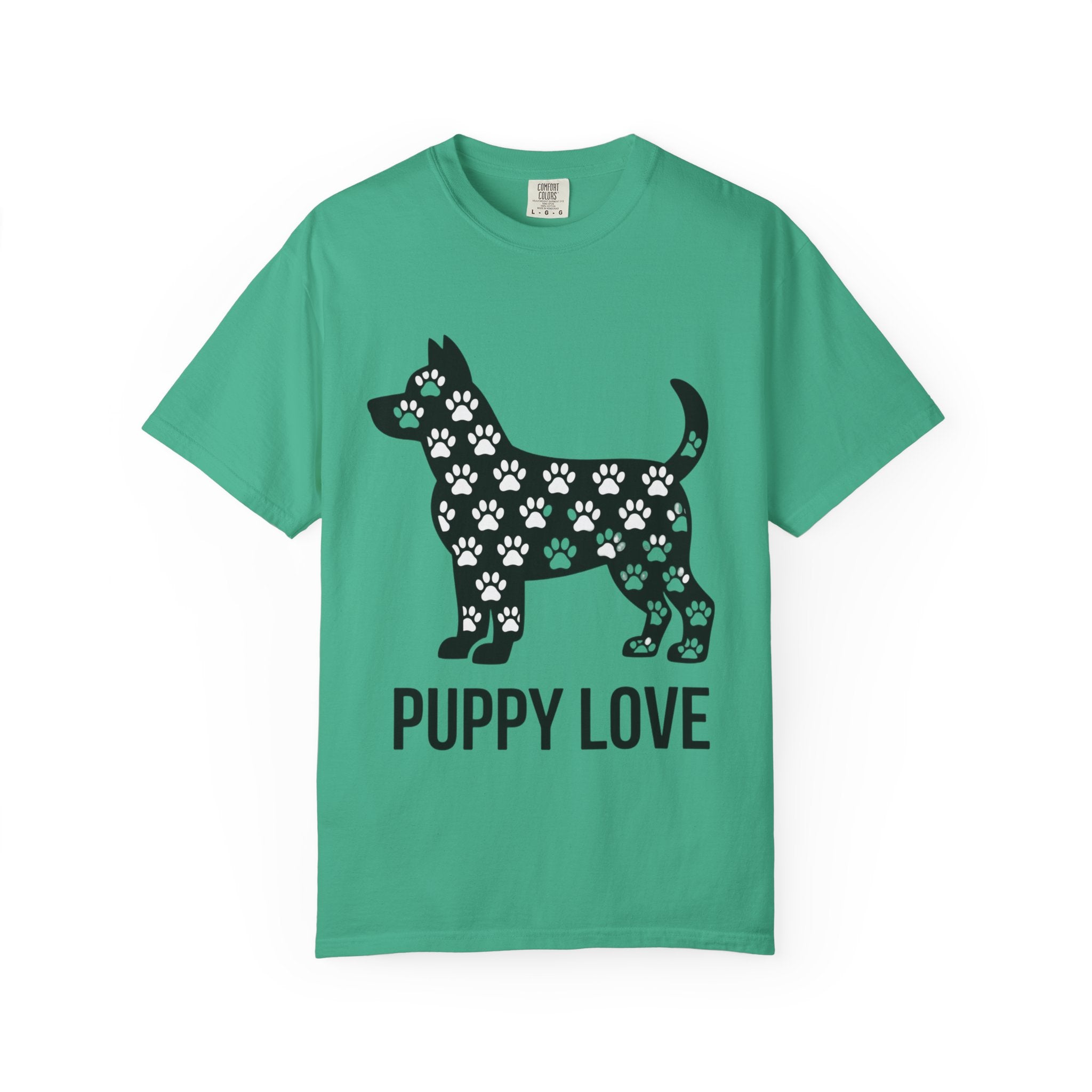 Puppy Love Dog Shirt, Cute Dog Silhouette T-Shirt, Paw Print Pattern Tee, Dog Lover Gift, Minimalist Dog Mom Shirt