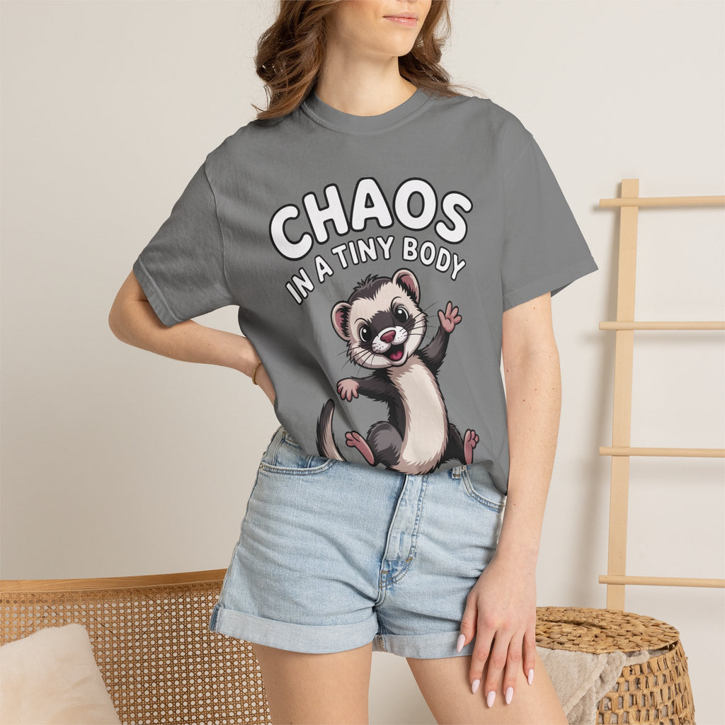 Funny Ferret Shirt, Chaos In A Tiny Body T-Shirt, Cute Ferret Lover Gift, Funny Pet Owner Tee, Ferret Mom Dad Shirt