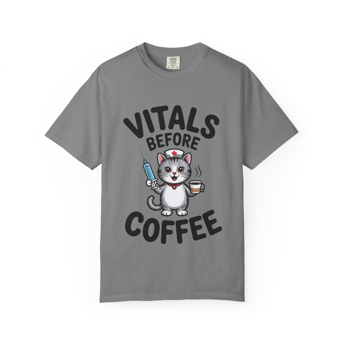 Vitals Before Coffee Nurse Shirt, Funny Nurse Cat T-Shirt, Cute Nurse Gift, Nursing Student Shirt, RN Coffee Lover Tee
