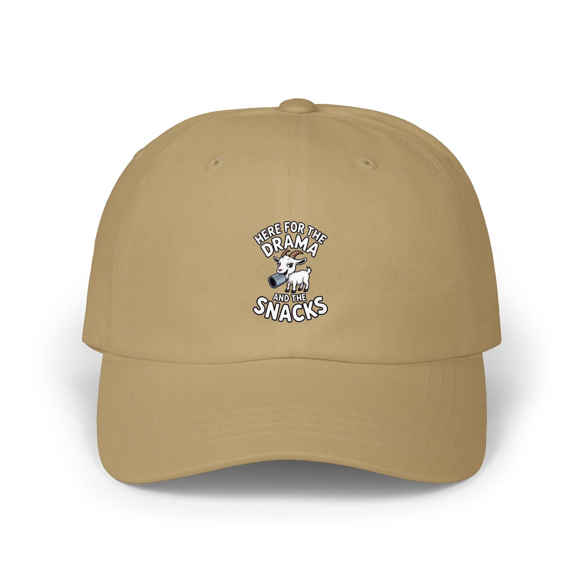 Funny Goat Dad Cap, Here For The Drama And The Snacks Hat, Cute Goat Embroidered Cap, Funny Farm Animal Gift