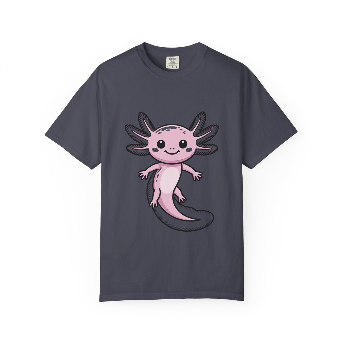 Cute Axolotl Shirt, Smiling Axolotl T-Shirt, Kawaii Axolotl Lover Gift, Garment Dyed Unisex Tee