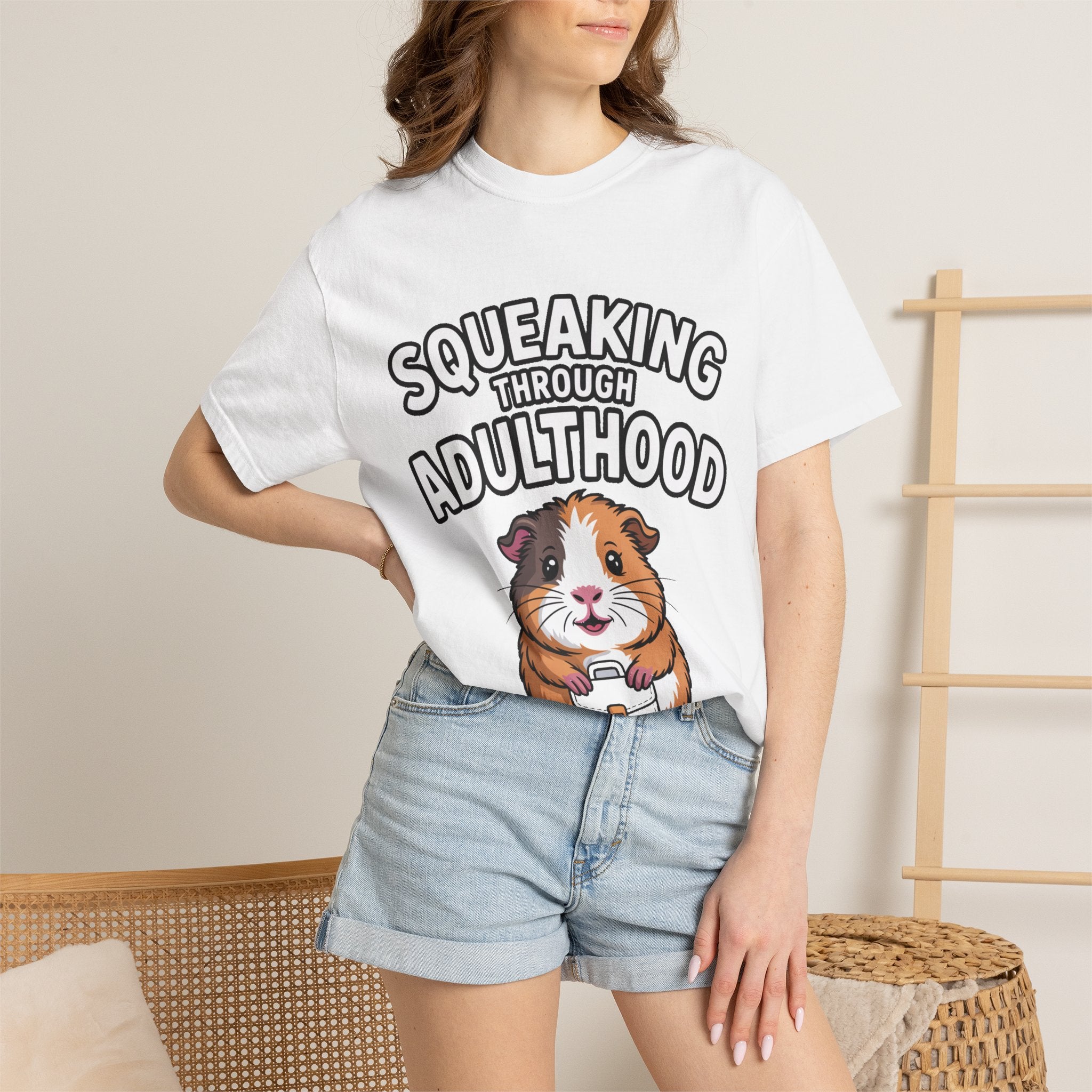 Guinea Pig Squeaking Through Adulthood Shirt, Funny Guinea Pig T-Shirt, Adulting Humor Tee, Cute Guinea Pig Lover Gift