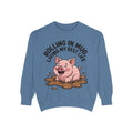 Funny Pig Sweatshirt, Rolling In Mud Living My Best Life Crewneck, Cute Farm Animal Gift, Pig Lover Sweater