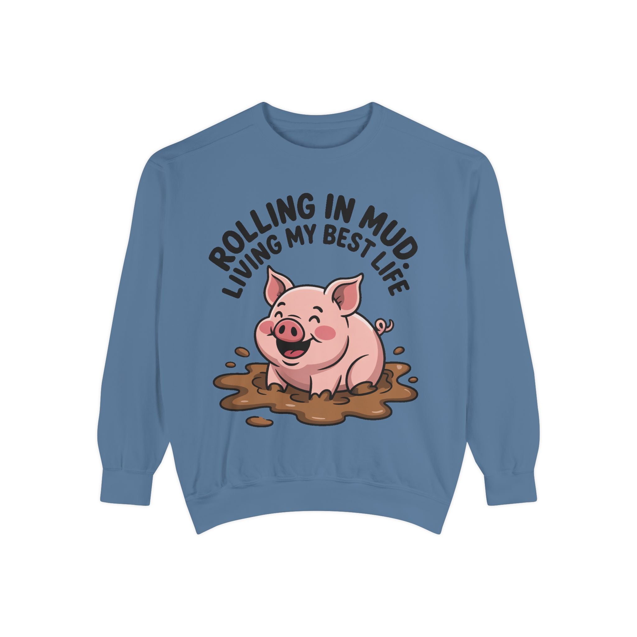 Funny Pig Sweatshirt, Rolling In Mud Living My Best Life Crewneck, Cute Farm Animal Gift, Pig Lover Sweater