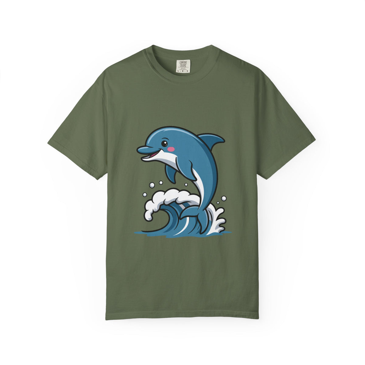 Cute Dolphin T-Shirt, Jumping Wave Dolphin Shirt, Ocean Lover Gift, Garment Dyed Unisex Tee, Beach Vacation Shirt