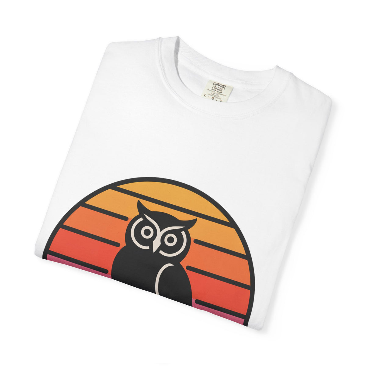 Retro Sunset Owl Badge T-Shirt