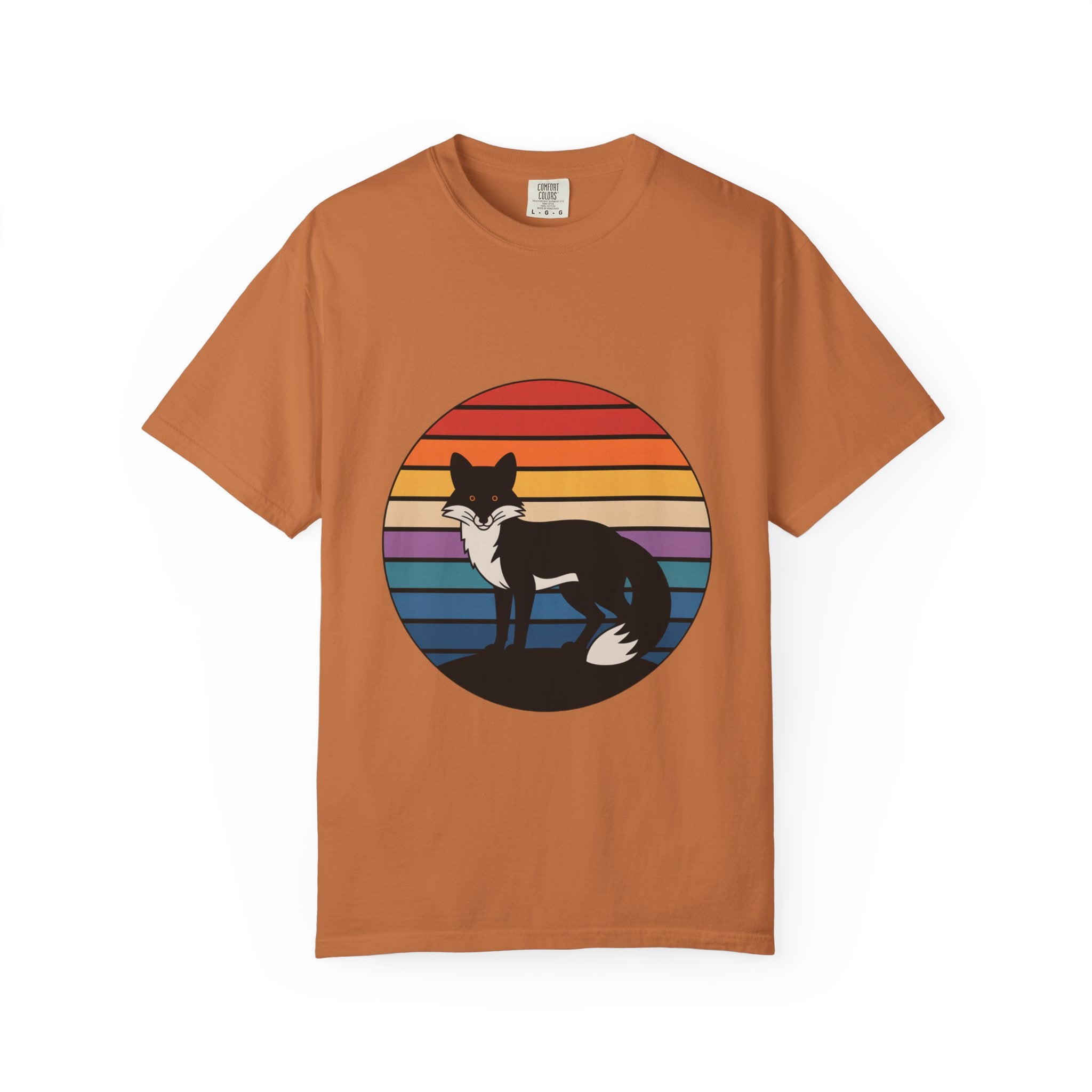 Retro Sunset Fox Badge T-Shirt