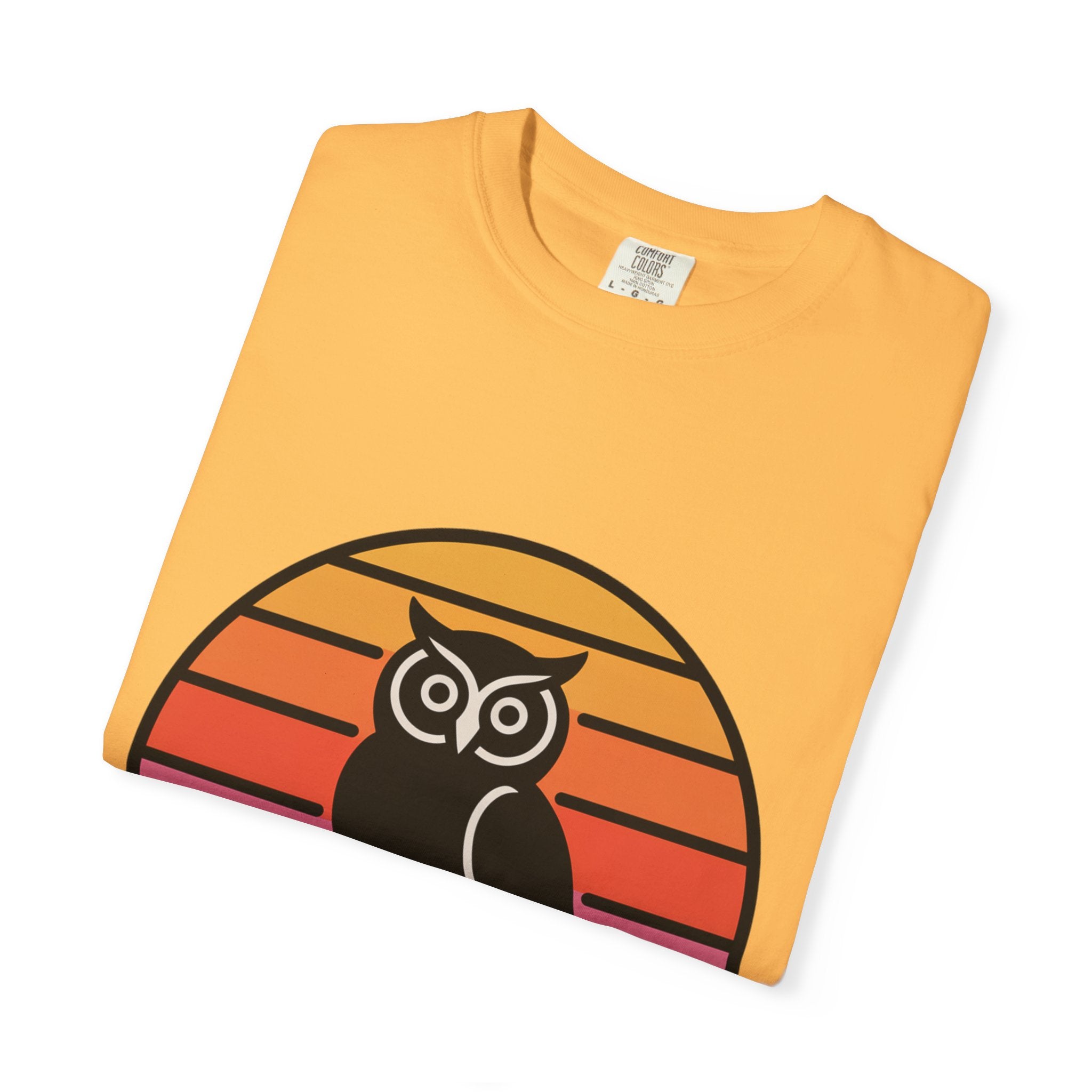 Retro Sunset Owl Badge T-Shirt