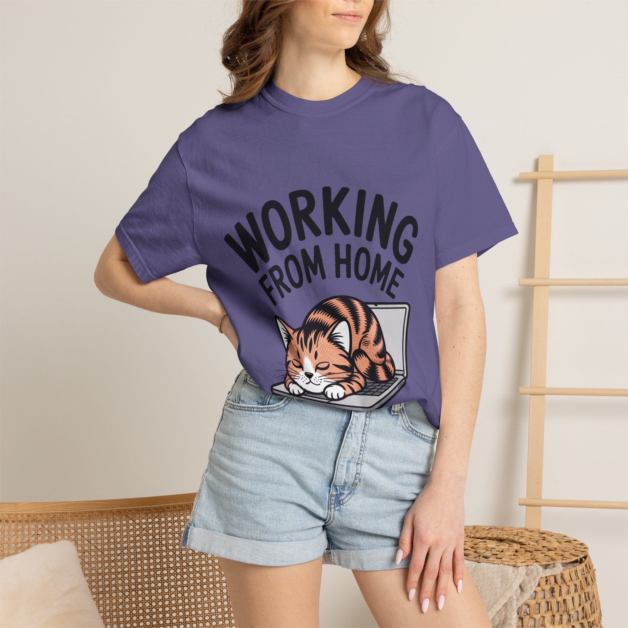 Working From Home Cat Shirt, Funny Cat Lover T-Shirt, Cute Cat Keyboard Tee, Remote Work Gift, WFH Cat Lover Graphic Shirt