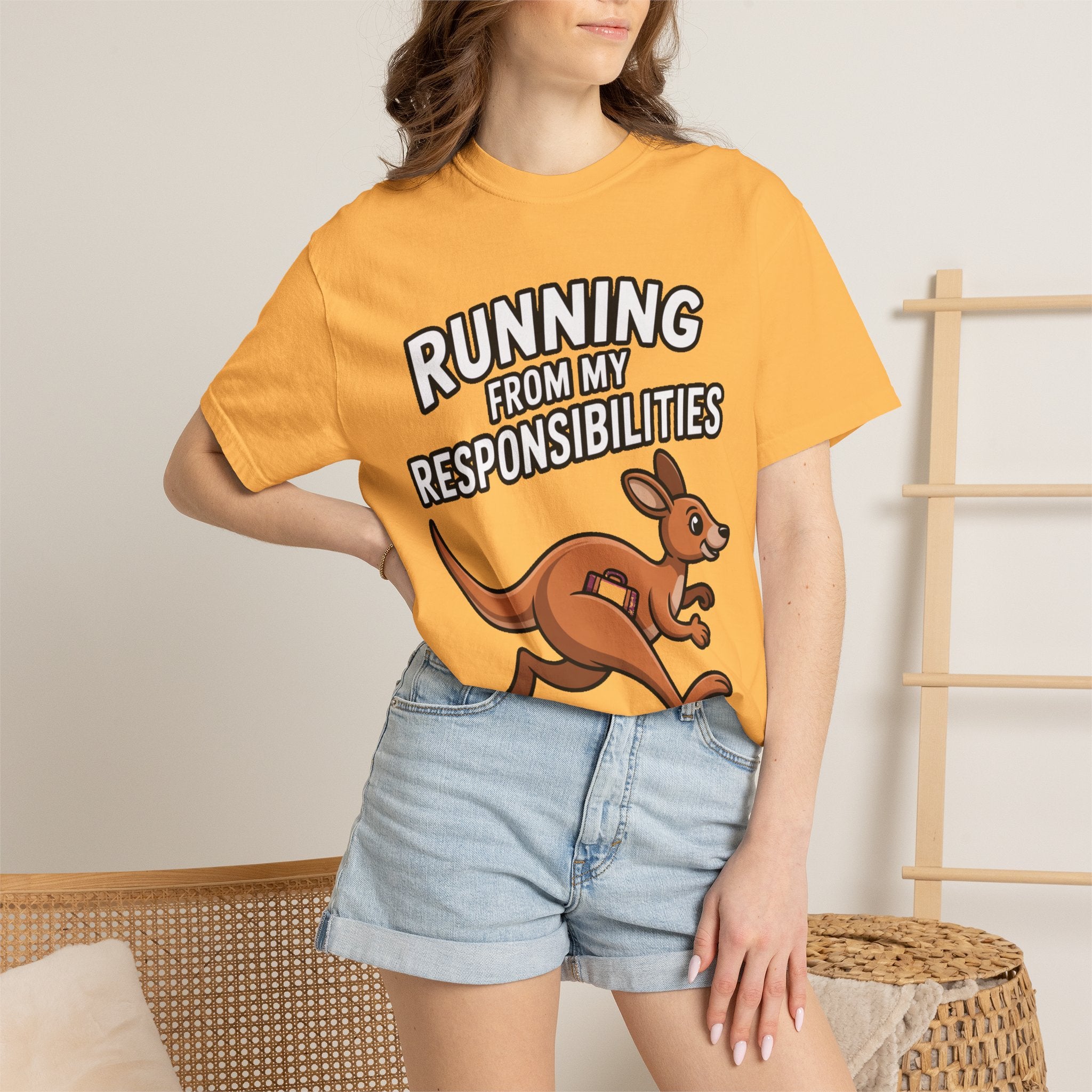 Funny Kangaroo Shirt, Running From My Responsibilities T-Shirt, Sarcastic Adulting Tee, Funny Gift for Procrastinators