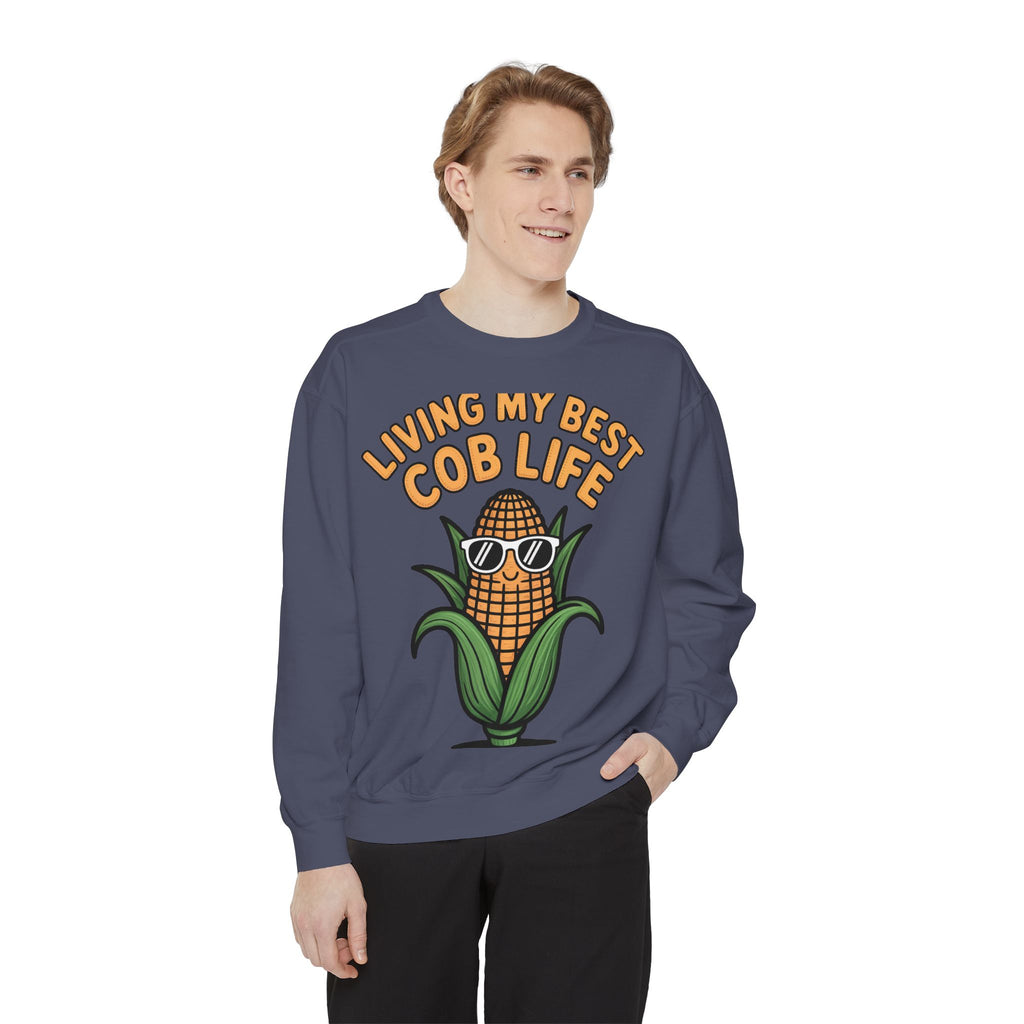Best Cob Life Corn Sweatshirt, Funny Corn Sunglasses Crewneck, Cute Vegetable Pun Shirt, Garden Lover Gift, Embroidered Patch Style