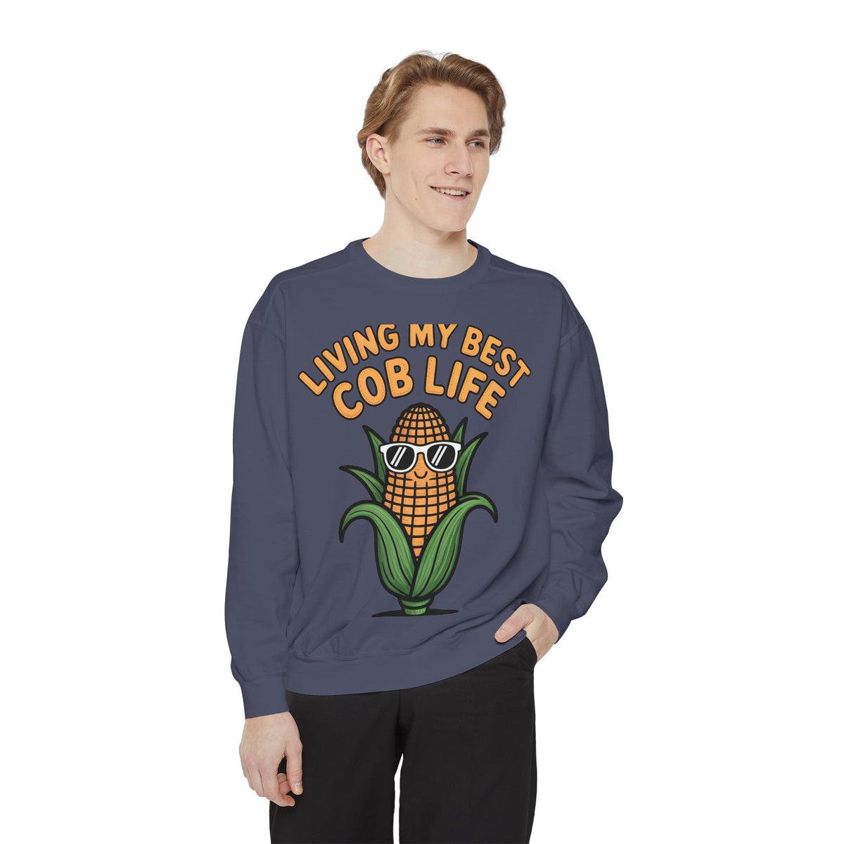 Best Cob Life Corn Sweatshirt, Funny Corn Sunglasses Crewneck, Cute Vegetable Pun Shirt, Garden Lover Gift, Embroidered Patch Style