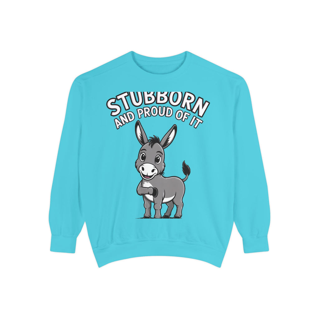 Stubborn Donkey Sweatshirt, Funny Donkey Crewneck, Stubborn And Proud Of It Shirt, Cute Farm Animal Gift, Embroidered Style Sweater