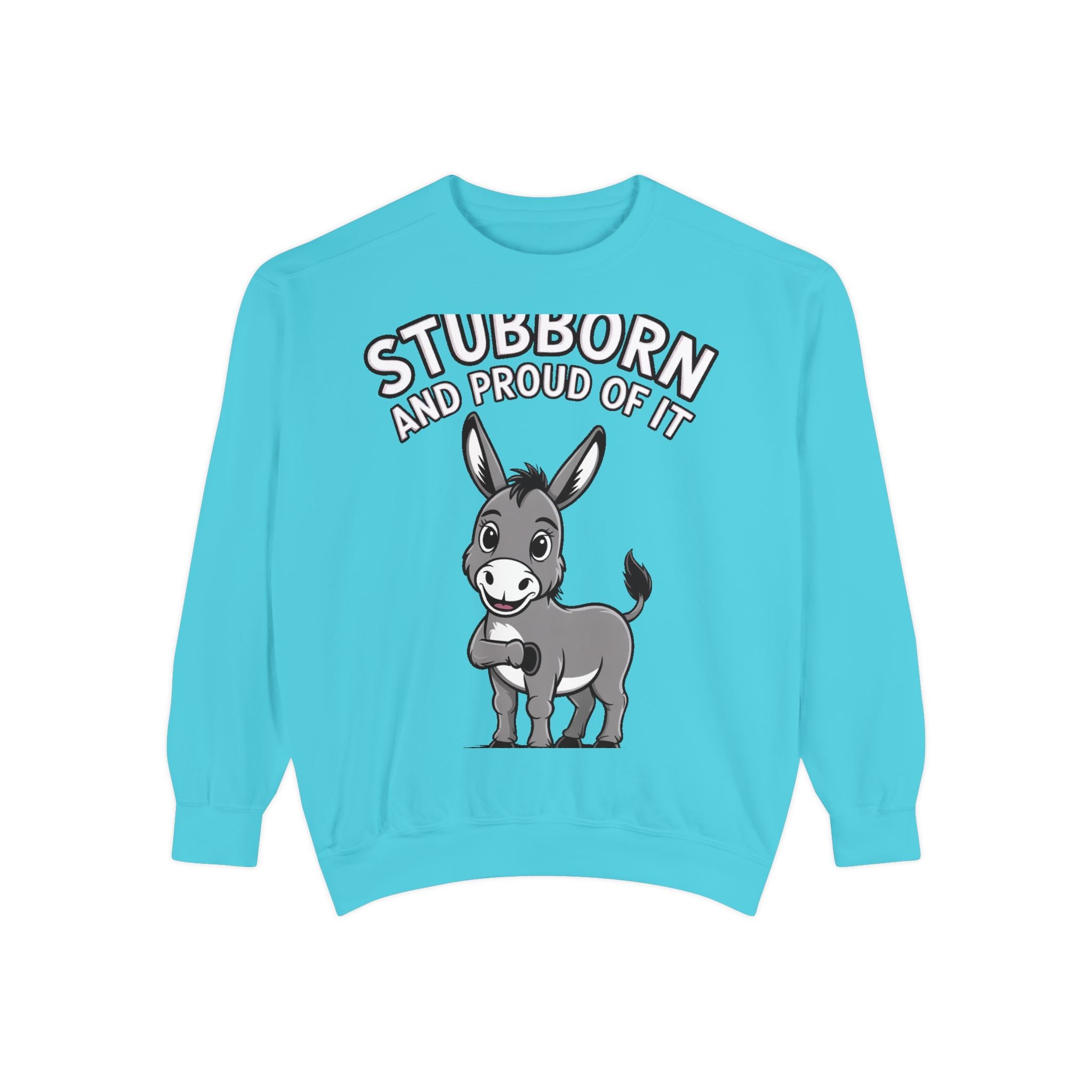 Stubborn Donkey Sweatshirt, Funny Donkey Crewneck, Stubborn And Proud Of It Shirt, Cute Farm Animal Gift, Embroidered Style Sweater
