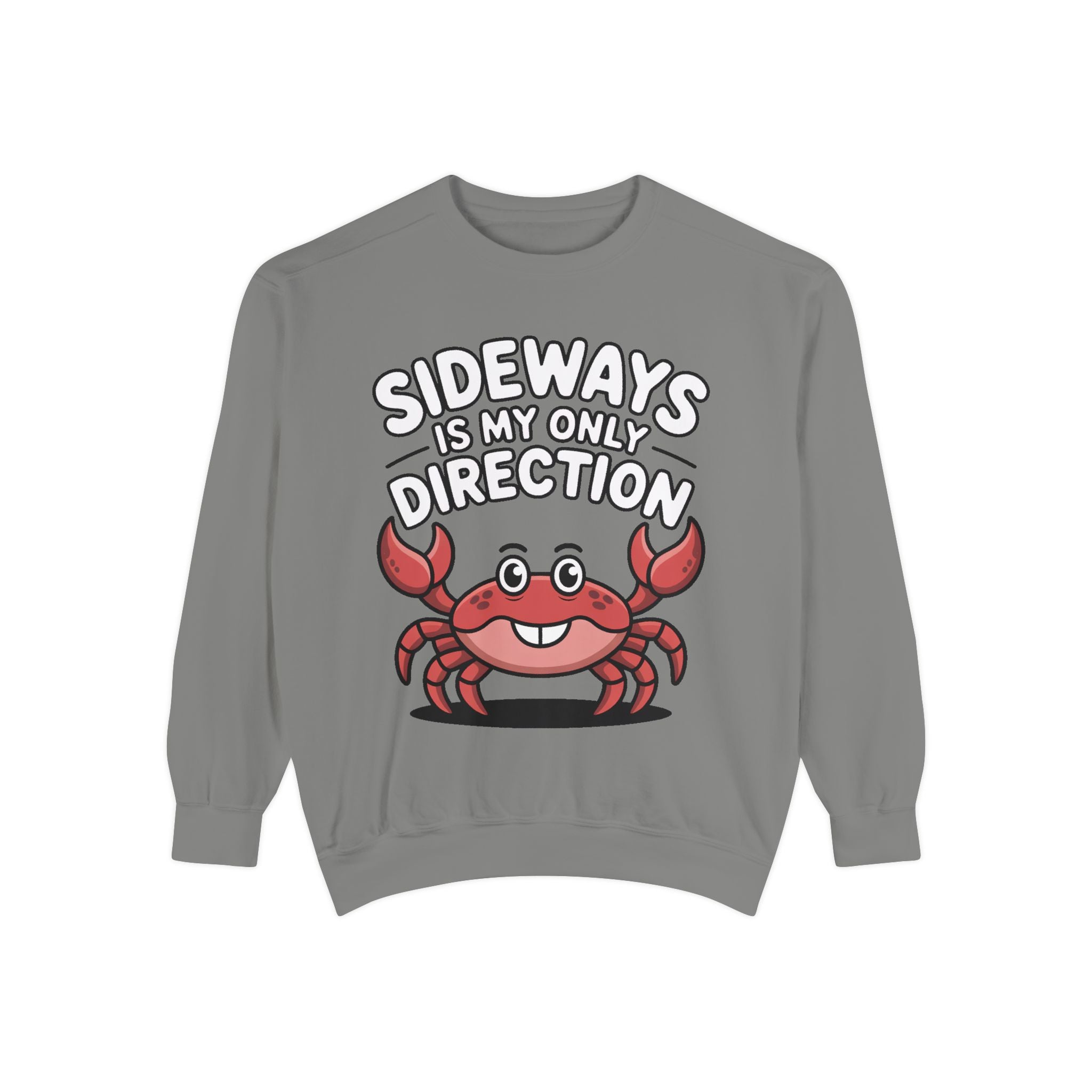Funny Crab Sweatshirt, Sideways Is My Only Direction Crewneck, Cute Crab Lover Gift, Embroidered Patch Style Beach Sweatshirt