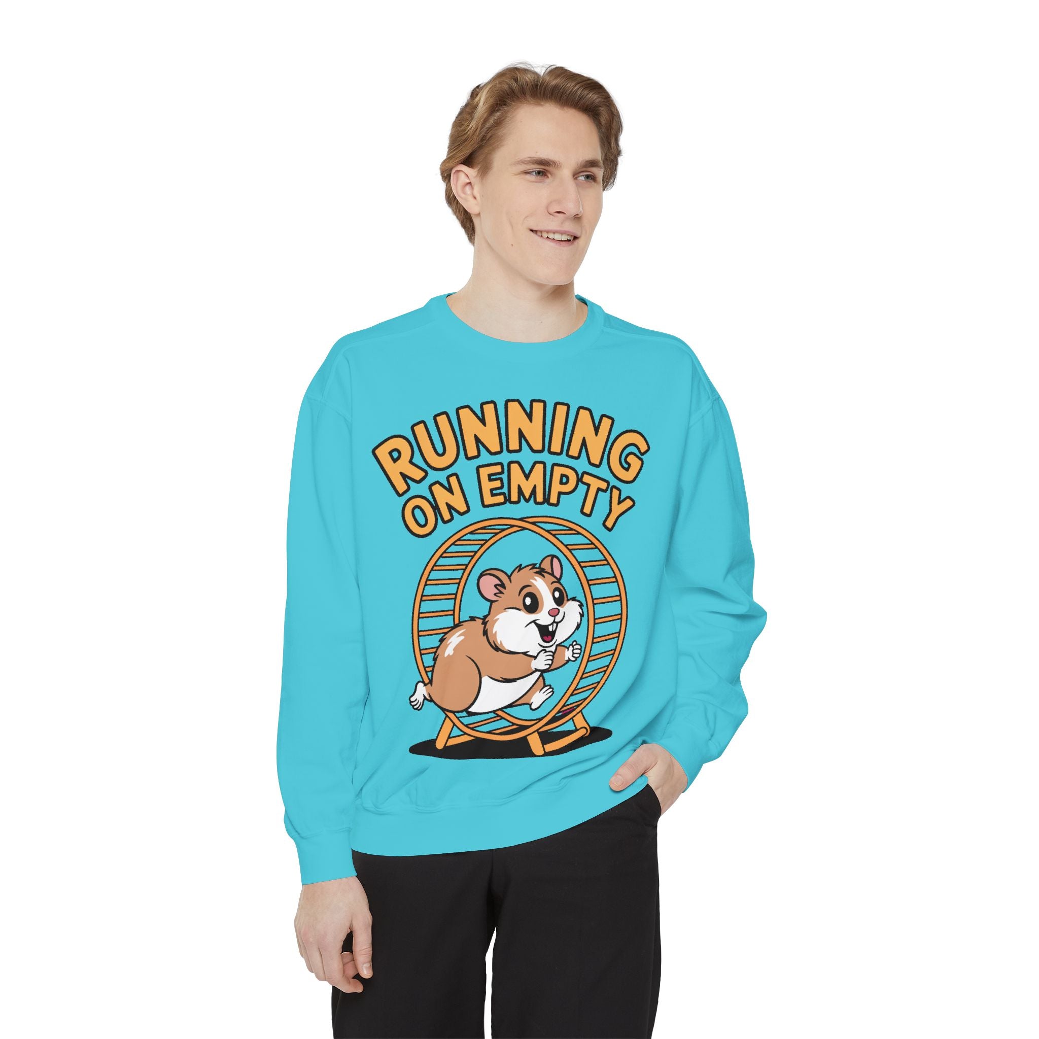 Running On Empty Hamster Sweatshirt, Funny Tired Hamster Crewneck, Cute Exhausted Wheel Shirt, Burnout Gift for Tired Mom Dad