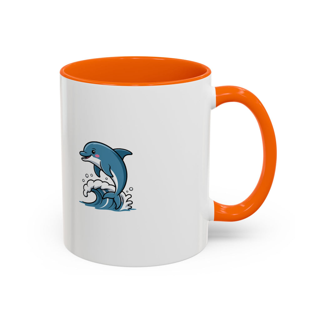 Cute Dolphin Mug, Jumping Dolphin Wave Coffee Mug, Ocean Lover Gift, Cartoon Dolphin Ceramic Cup, Beach Animal Lover Present