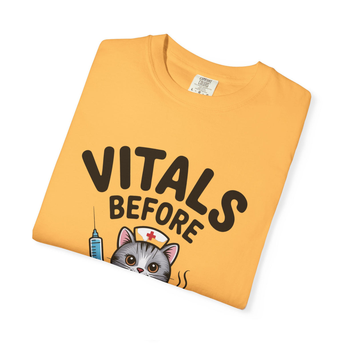 Vitals Before Coffee Nurse Shirt, Funny Nurse Cat T-Shirt, Cute Nurse Gift, Nursing Student Shirt, RN Coffee Lover Tee