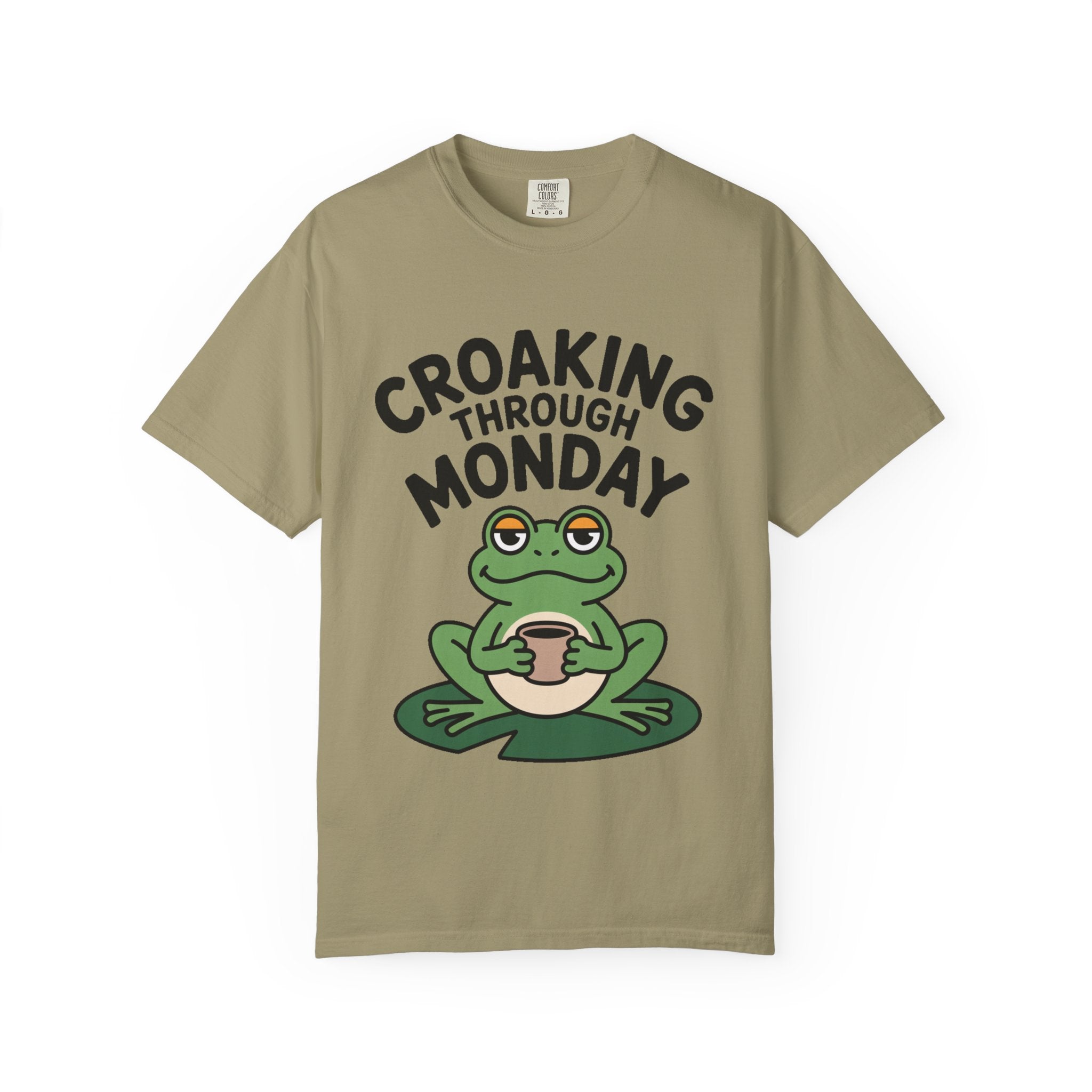 Croaking Through Monday Shirt, Funny Frog Coffee T-Shirt, Cute Frog Lover Gift, Monday Mood Tee, Sarcastic Frog Shirt