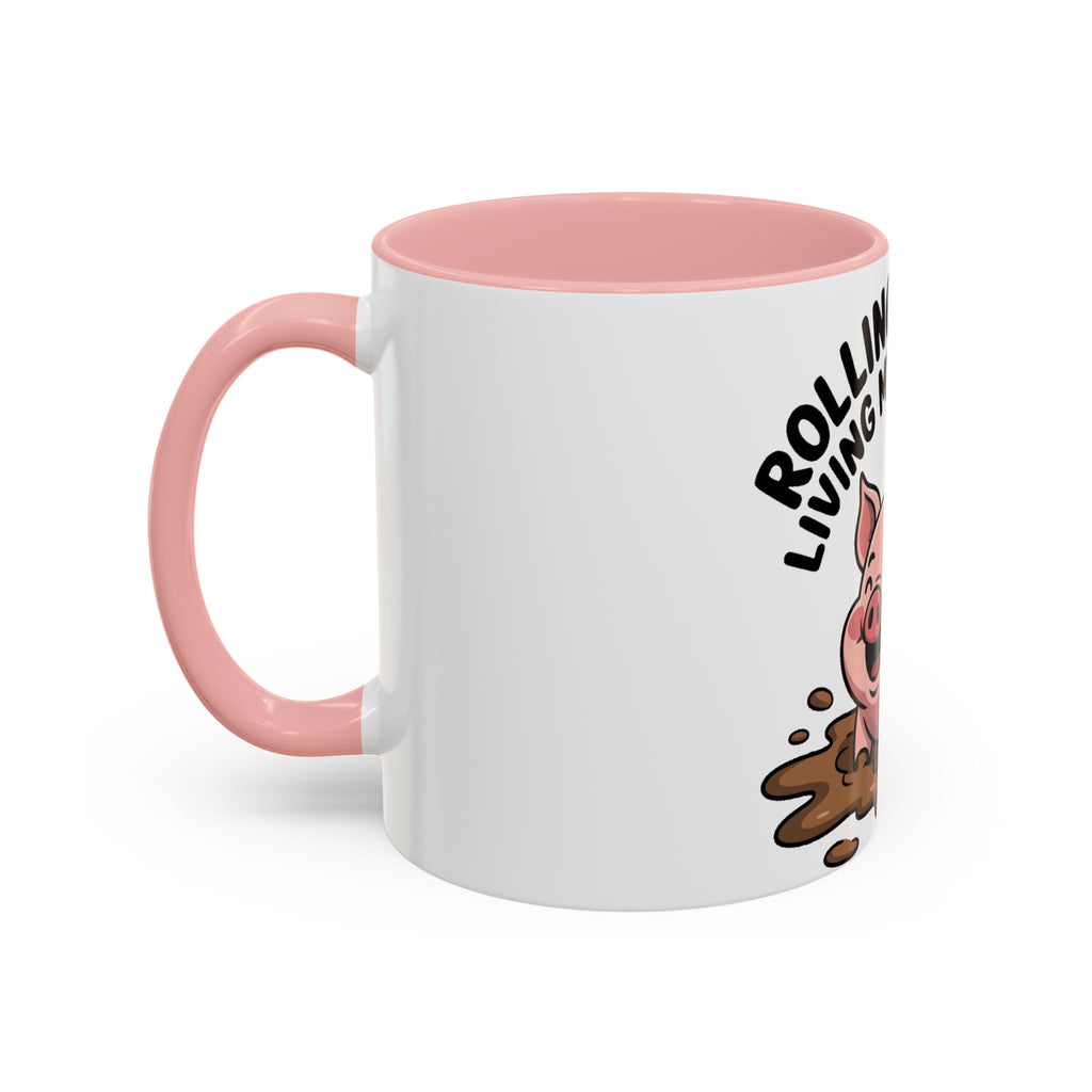 Living My Best Life Pig Mug, Funny Pig Coffee Mug, Rolling In Mud Cute Pig Gift, Farm Animal Lover Mug, Cute Pig Lover Present