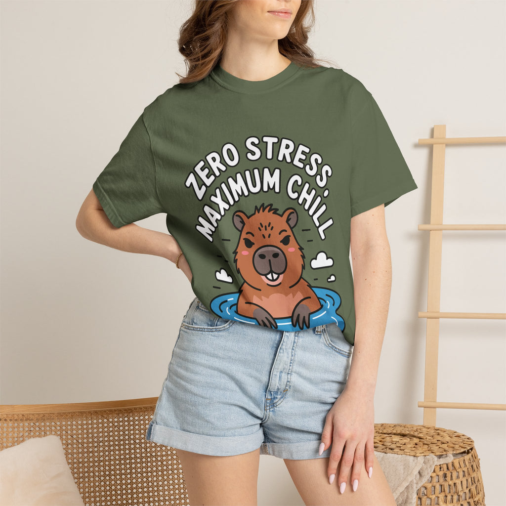 Zero Stress Capybara Shirt, Funny Hot Spring Capybara T-Shirt, Maximum Chill Tee, Cute Animal Lover Gift