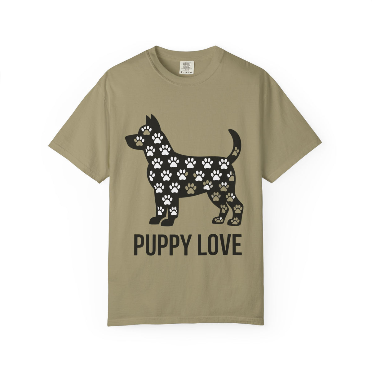 Puppy Love Dog Shirt, Cute Dog Silhouette T-Shirt, Paw Print Pattern Tee, Dog Lover Gift, Minimalist Dog Mom Shirt