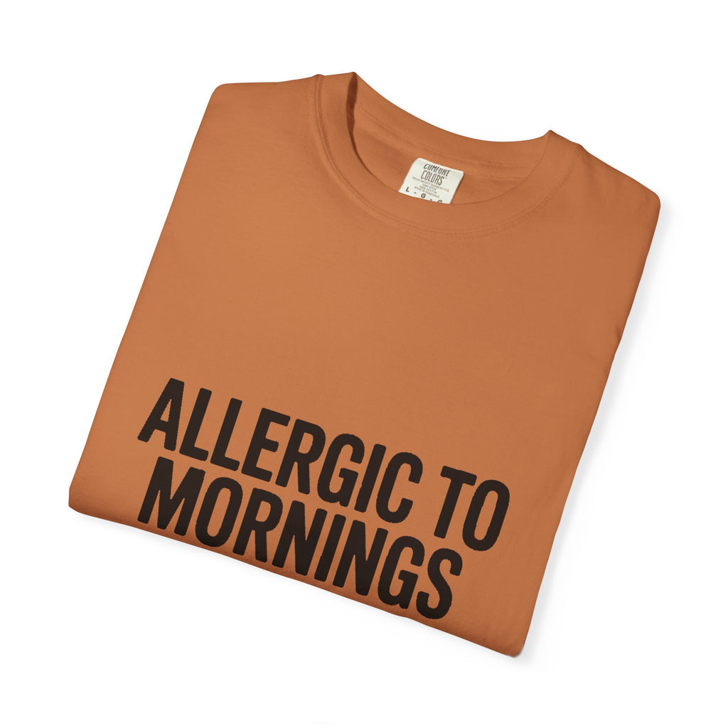 Allergic To Mornings And Small Talk Shirt, Funny Sarcastic T-Shirt, Introvert Gift, Bold Typography Tee for Coffee Lovers
