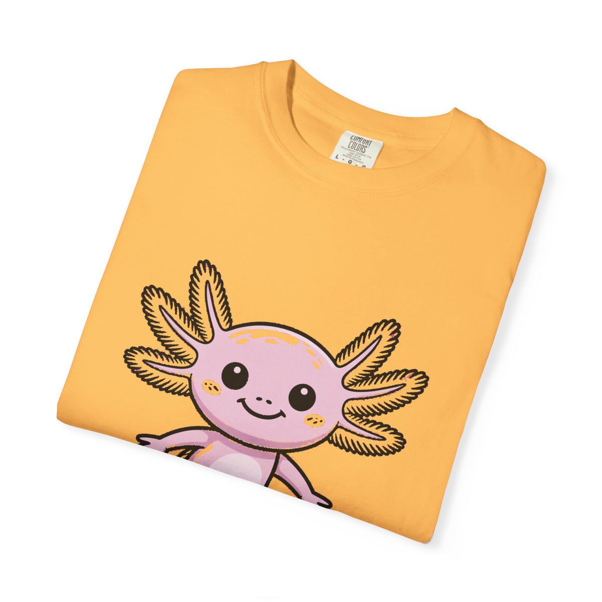 Cute Axolotl Shirt, Smiling Axolotl T-Shirt, Kawaii Axolotl Lover Gift, Garment Dyed Unisex Tee
