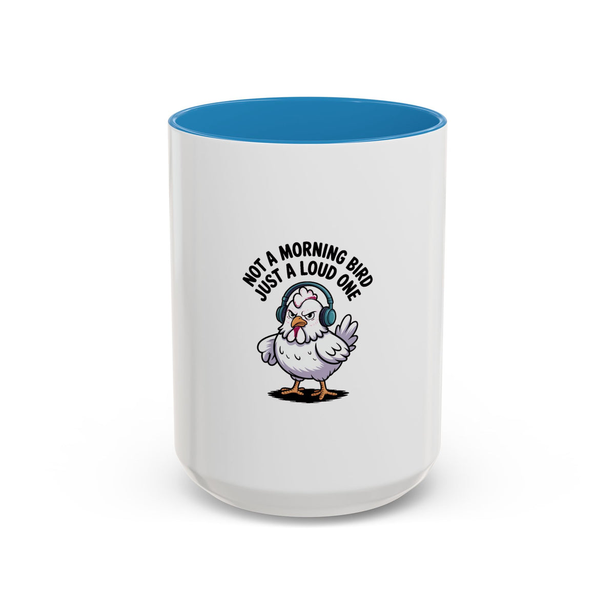 Not A Morning Bird Mug, Funny Chicken Coffee Mug, Grumpy Chicken Headphones Cup, Sarcastic Coffee Lover Gift, Loud Bird Mug