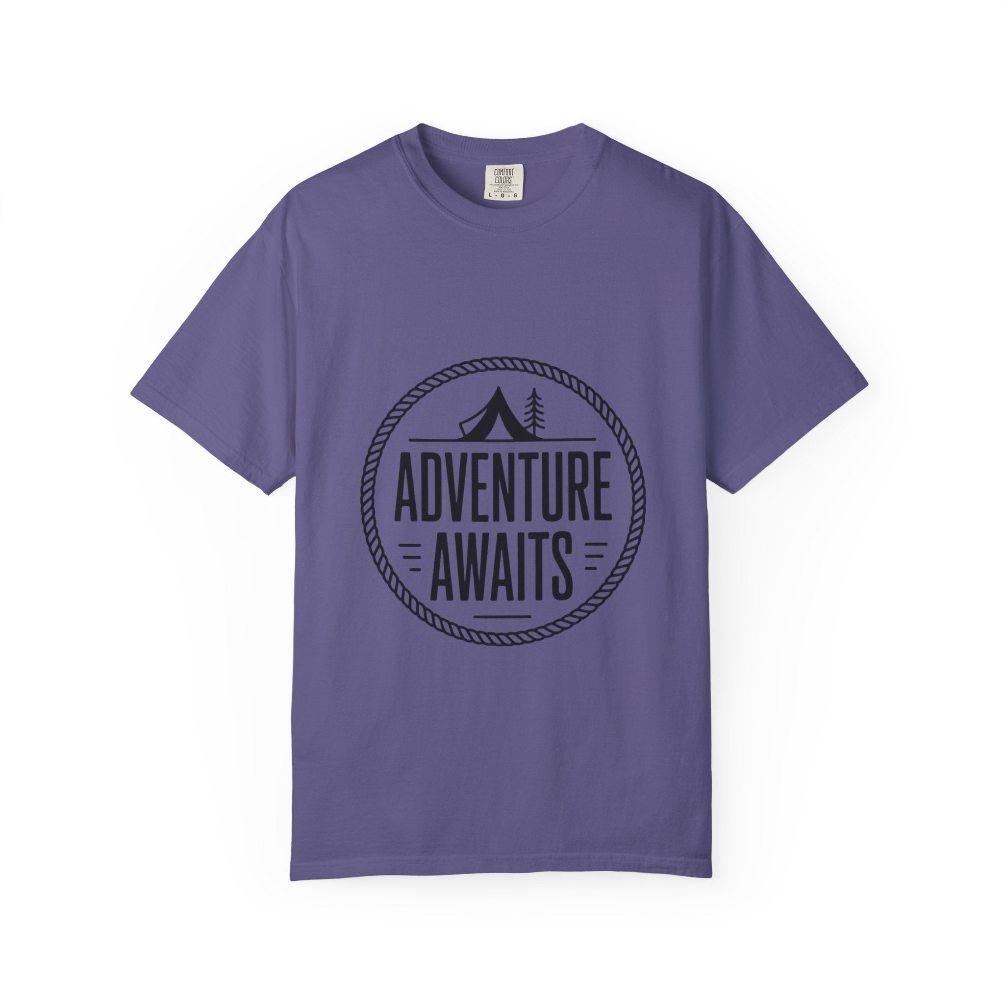 Adventure Awaits Camp Badge Shirt, Vintage Camping T-Shirt, Outdoor Lover Gift, Retro Hiking Tee, Pine Tree Nature Shirt