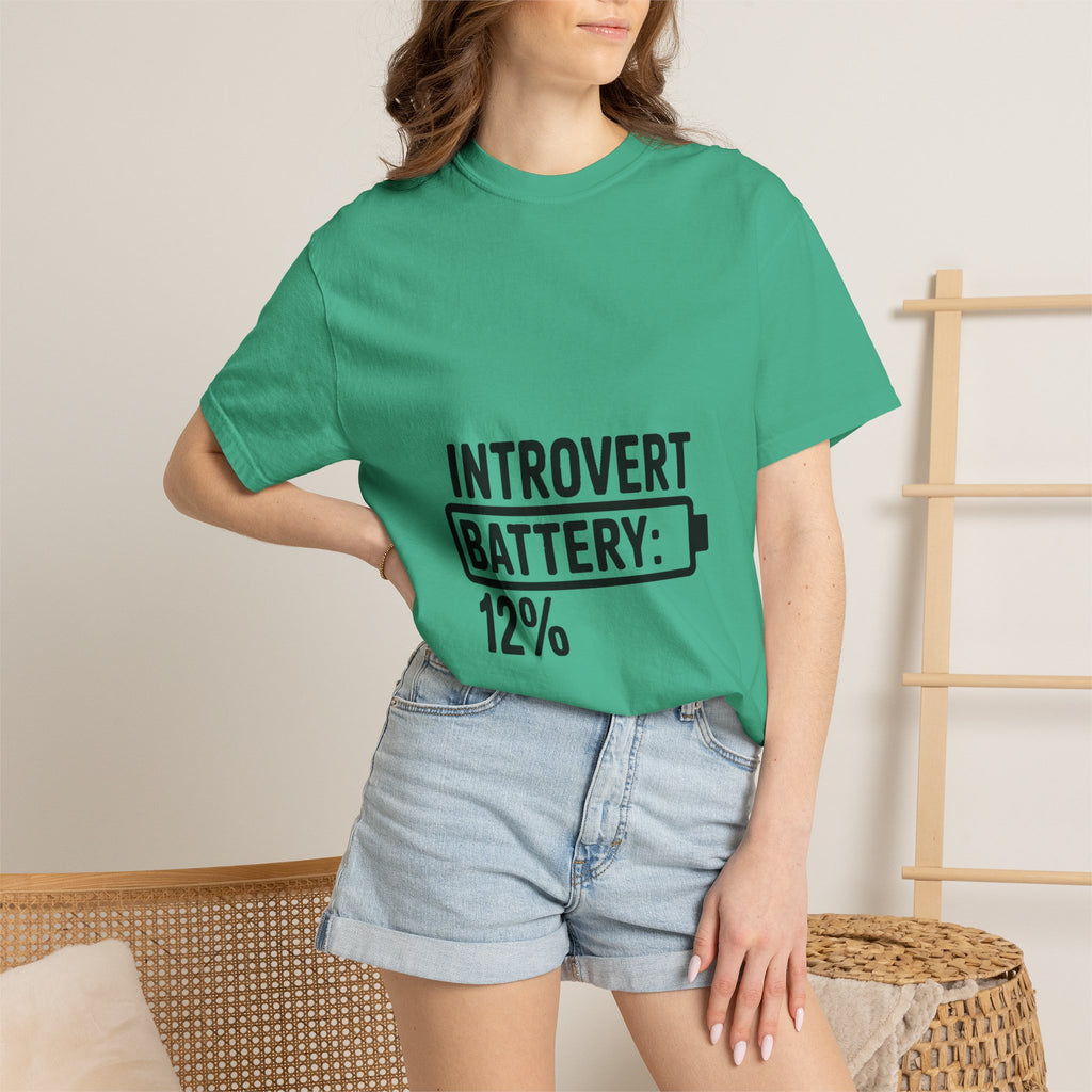 Introvert Battery Low Shirt, Funny Introvert Battery 12% Tee, Social Anxiety Humor T-Shirt, Sarcastic Gift for Introverts