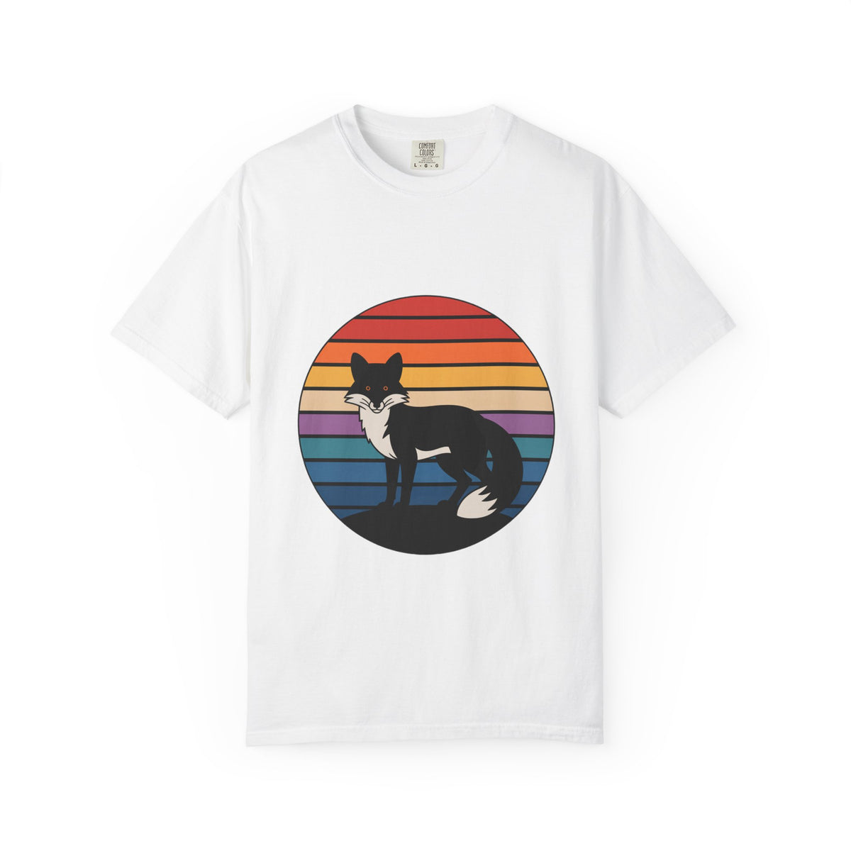 Retro Sunset Fox Badge T-Shirt