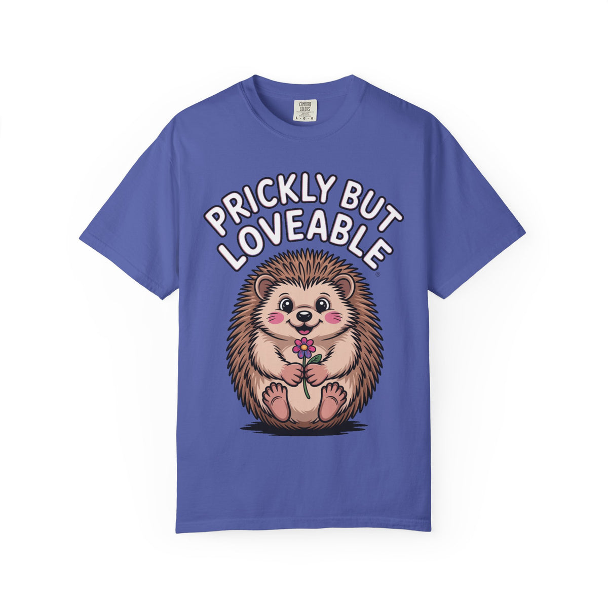 Prickly But Loveable Hedgehog Shirt, Cute Cartoon Hedgehog T-Shirt, Funny Animal Lover Gift, Flower Hedgehog Tee