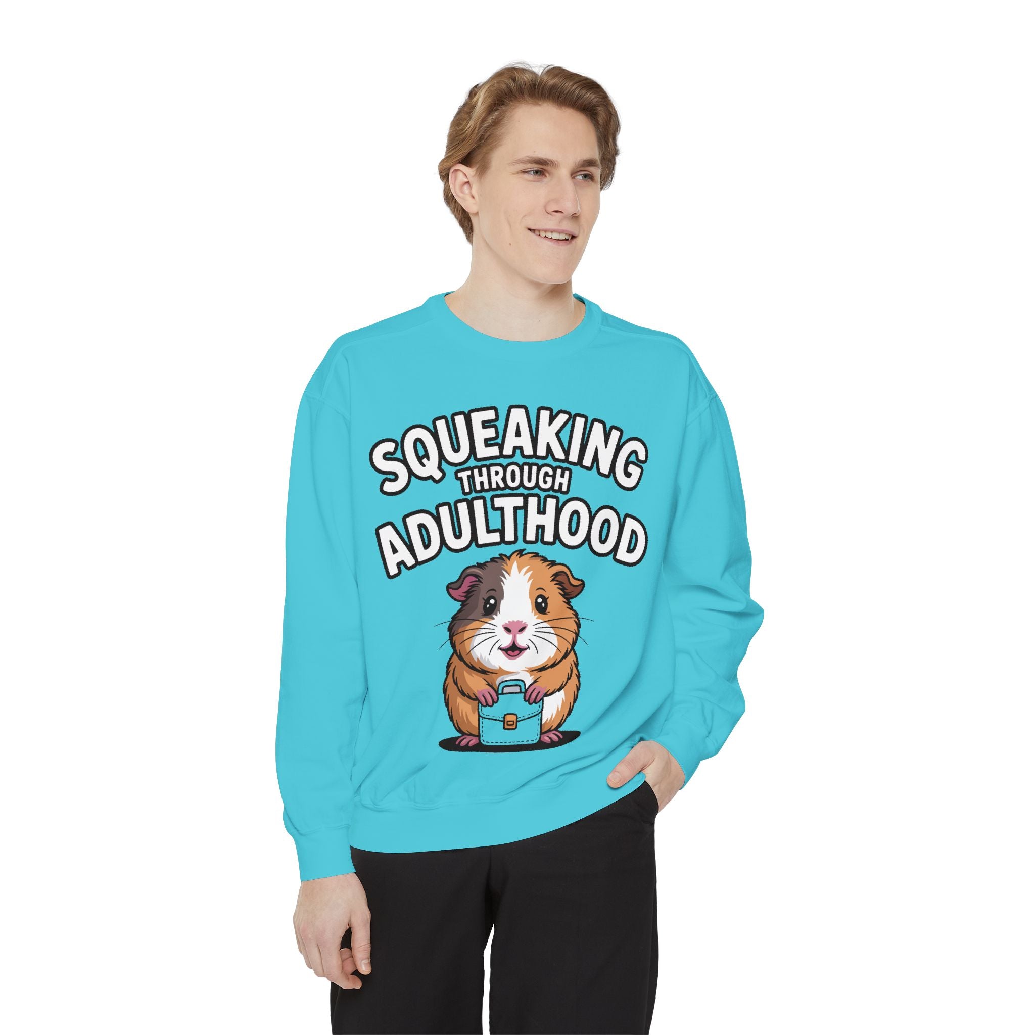 Guinea Pig Squeaking Through Adulthood Sweatshirt, Funny Guinea Pig Crewneck, Cute Adulting Sweatshirt, Guinea Pig Lover Gift