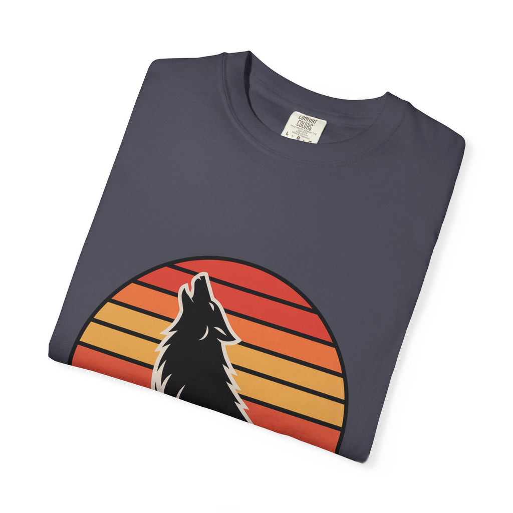Retro Sunset Wolf Badge T-Shirt