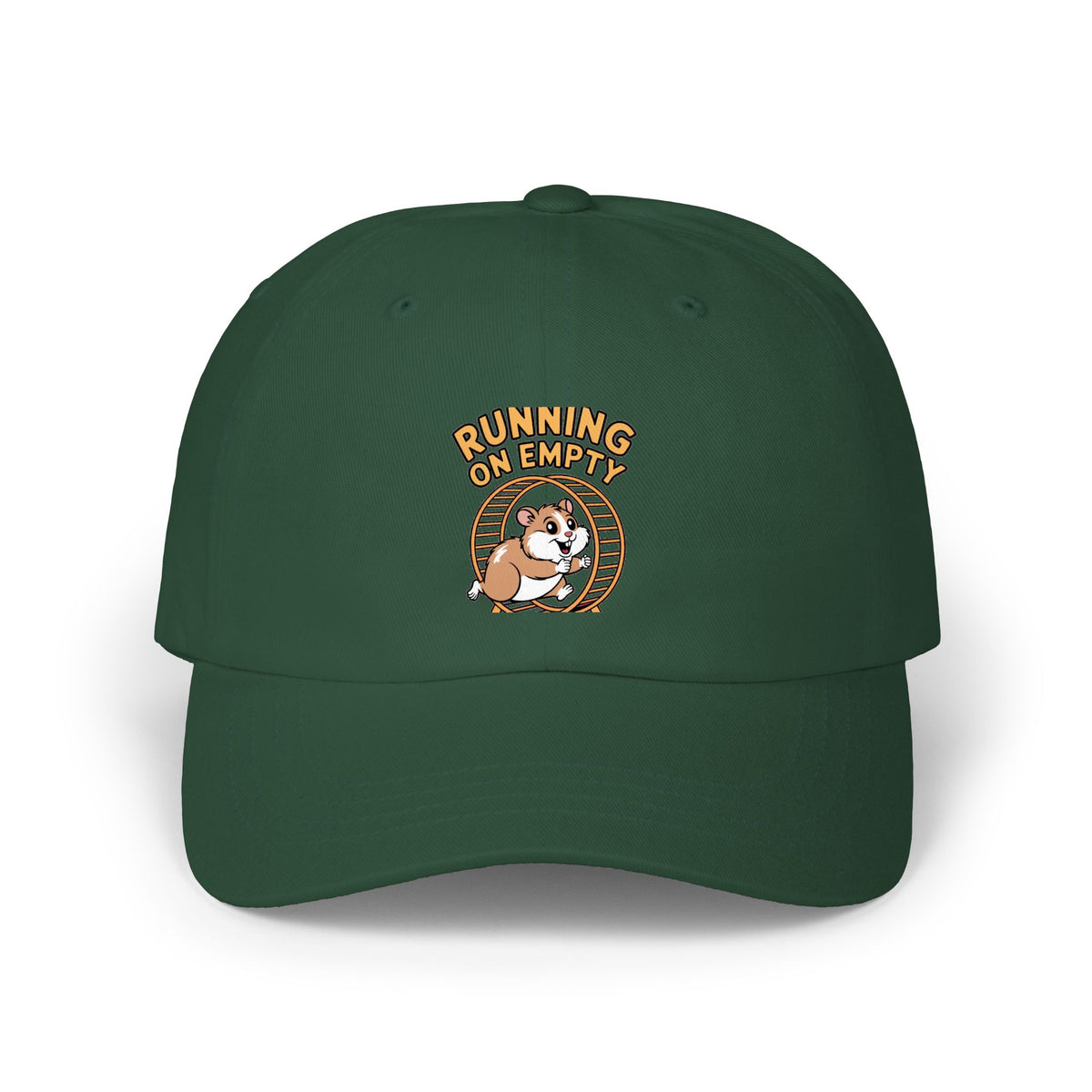 Running On Empty Hamster Dad Cap, Funny Tired Hamster Hat, Cute Wheel Hamster Embroidered Cap, Sarcastic Gift for Him or Her