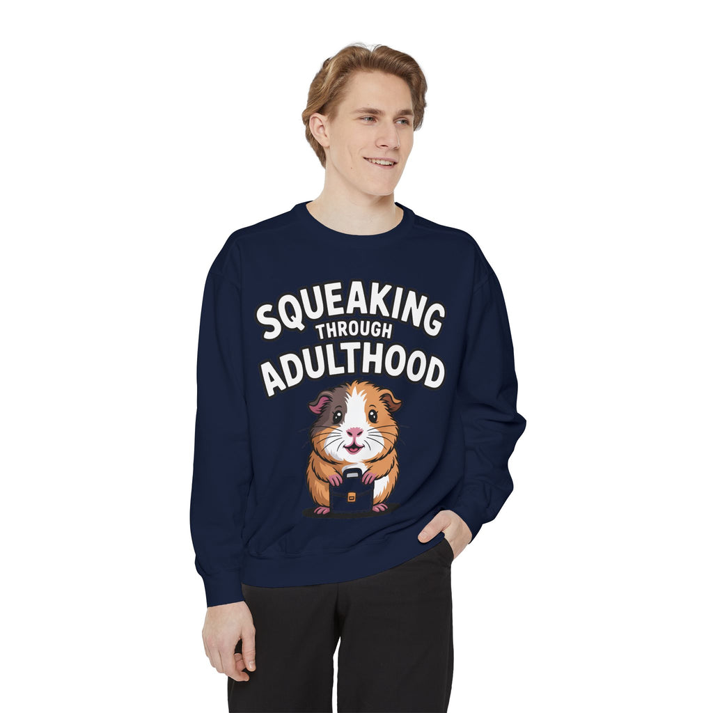 Guinea Pig Squeaking Through Adulthood Sweatshirt, Funny Guinea Pig Crewneck, Cute Adulting Sweatshirt, Guinea Pig Lover Gift