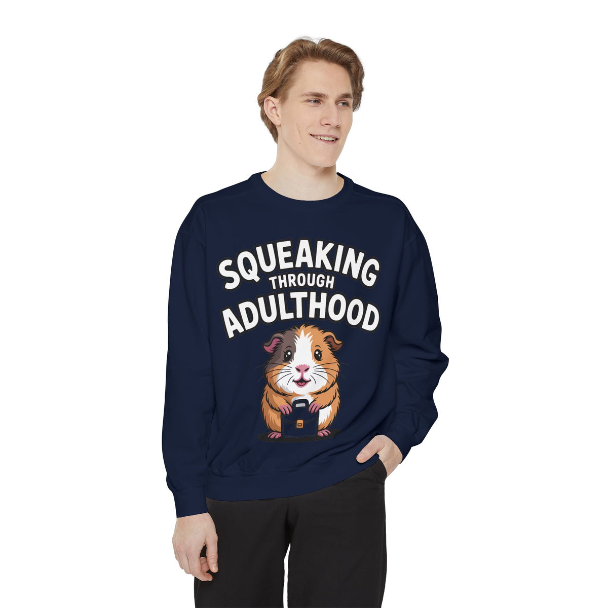 Guinea Pig Squeaking Through Adulthood Sweatshirt, Funny Guinea Pig Crewneck, Cute Adulting Sweatshirt, Guinea Pig Lover Gift
